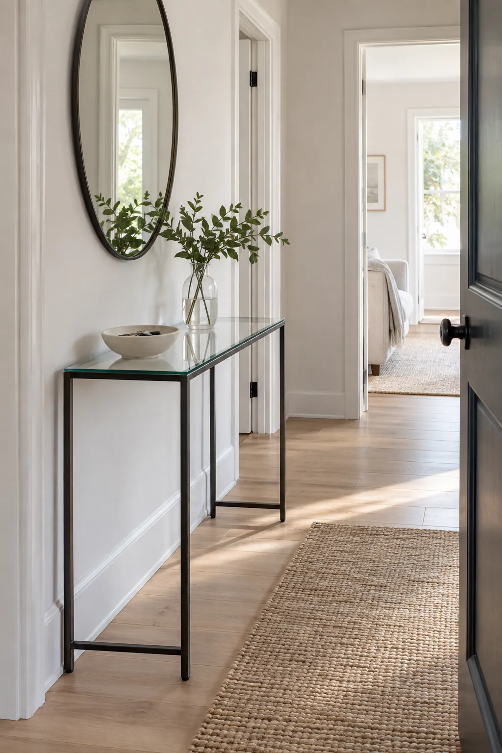 Glass Top for a Visually Light Foyer in a real home entrance