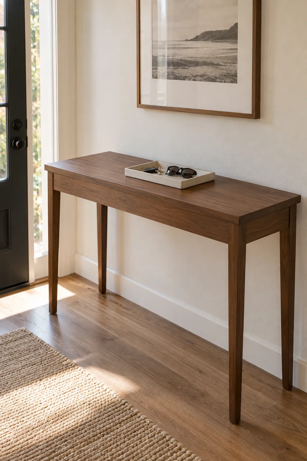 Table Styled With One Useful Tray in a real home entrance