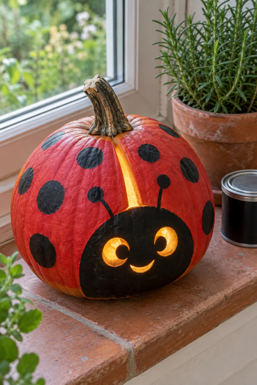 Ladybug With Spotted Wings cute pumpkin carving idea