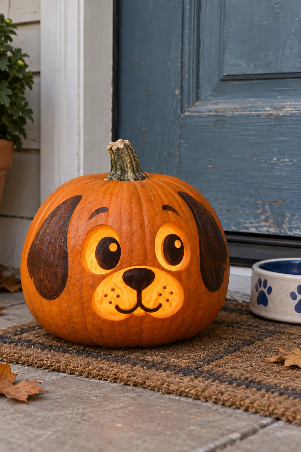 Round Eyed Puppy cute pumpkin carving idea