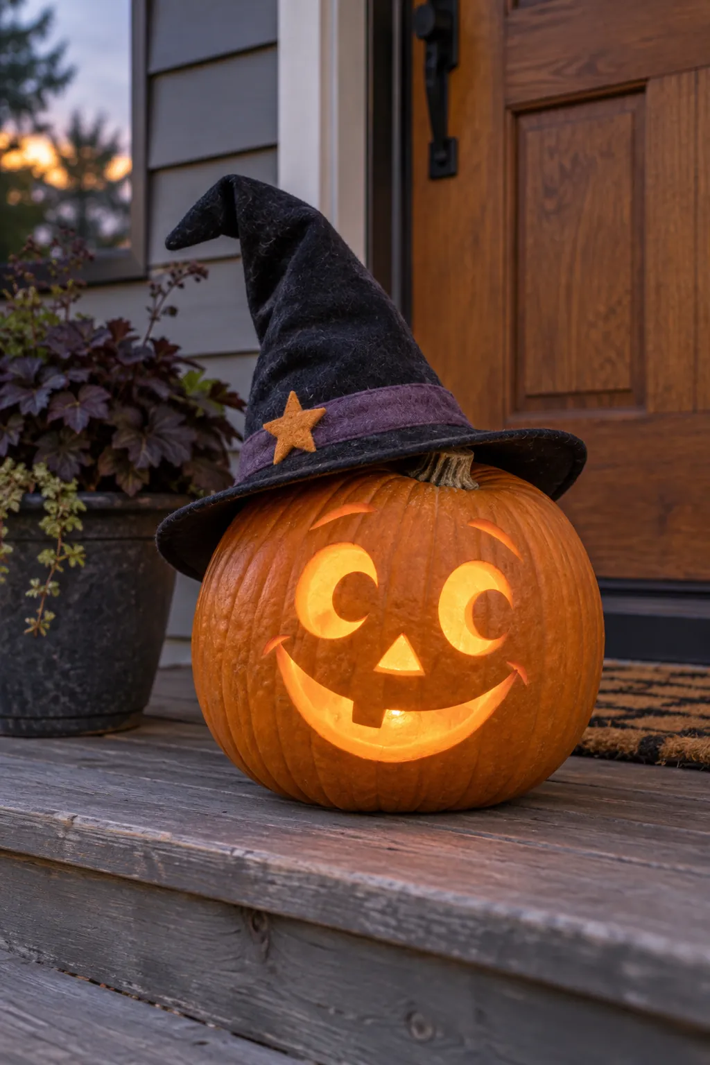 Friendly Witch Hat cute pumpkin carving idea