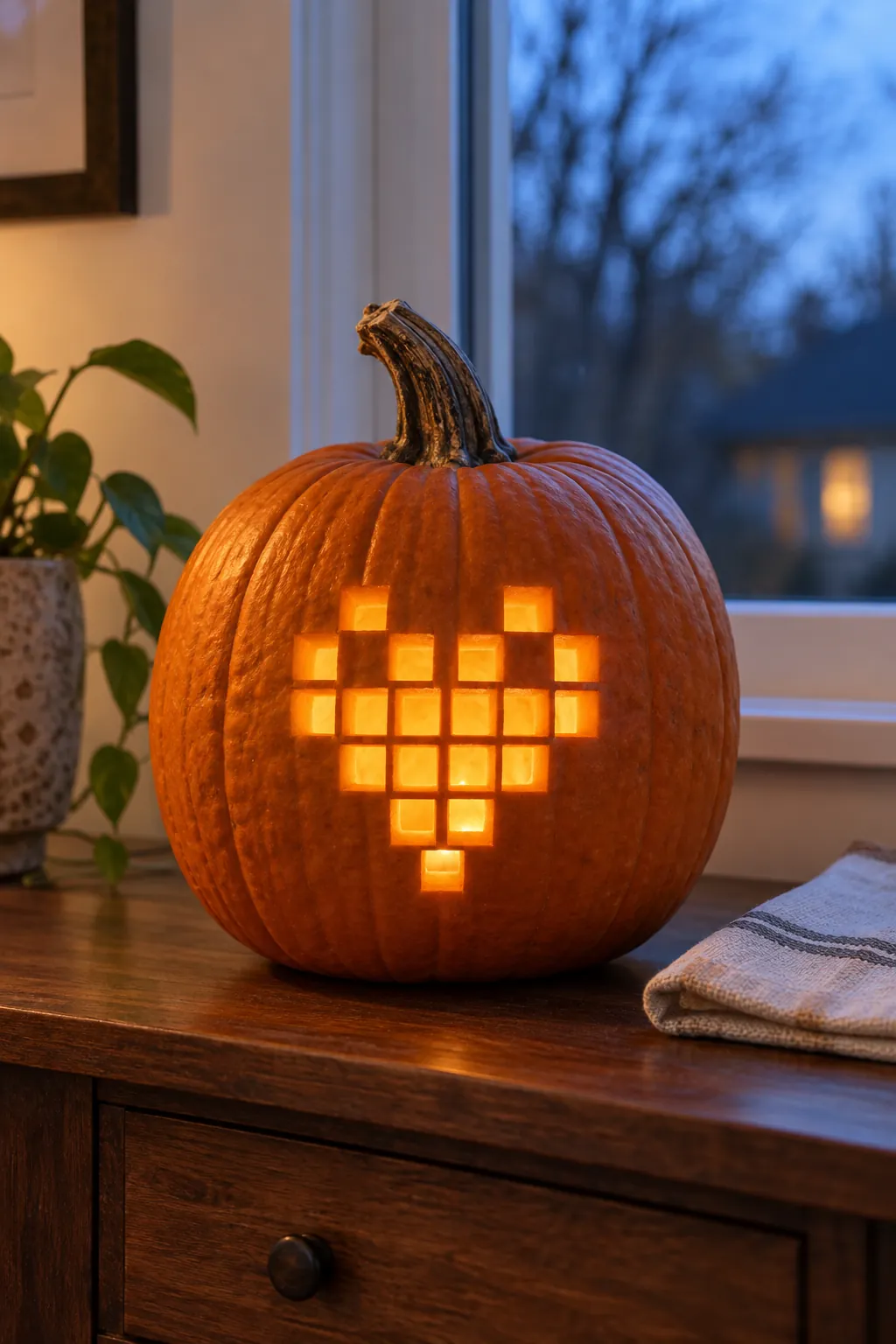 Tiny Pixel Heart cute pumpkin carving idea