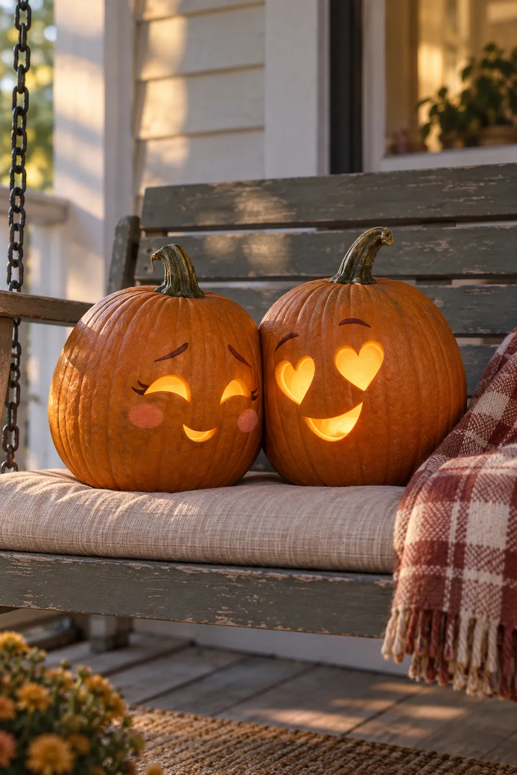 Matching Sweetheart Pair cute pumpkin carving idea