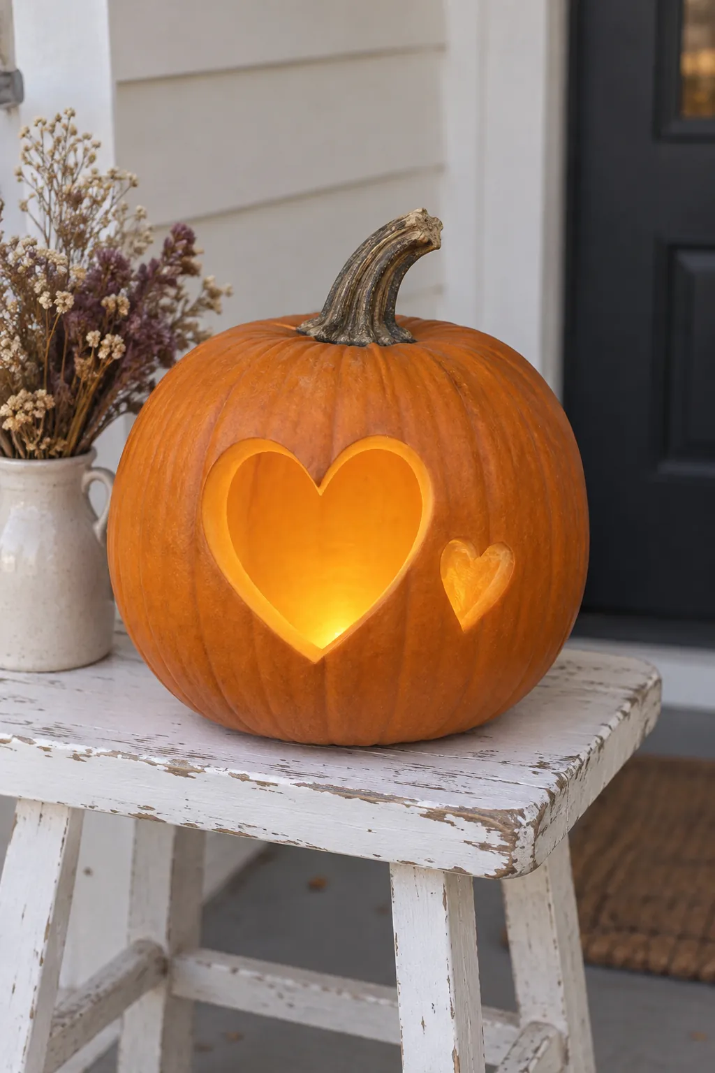 Heart Window Pumpkin cute pumpkin carving idea