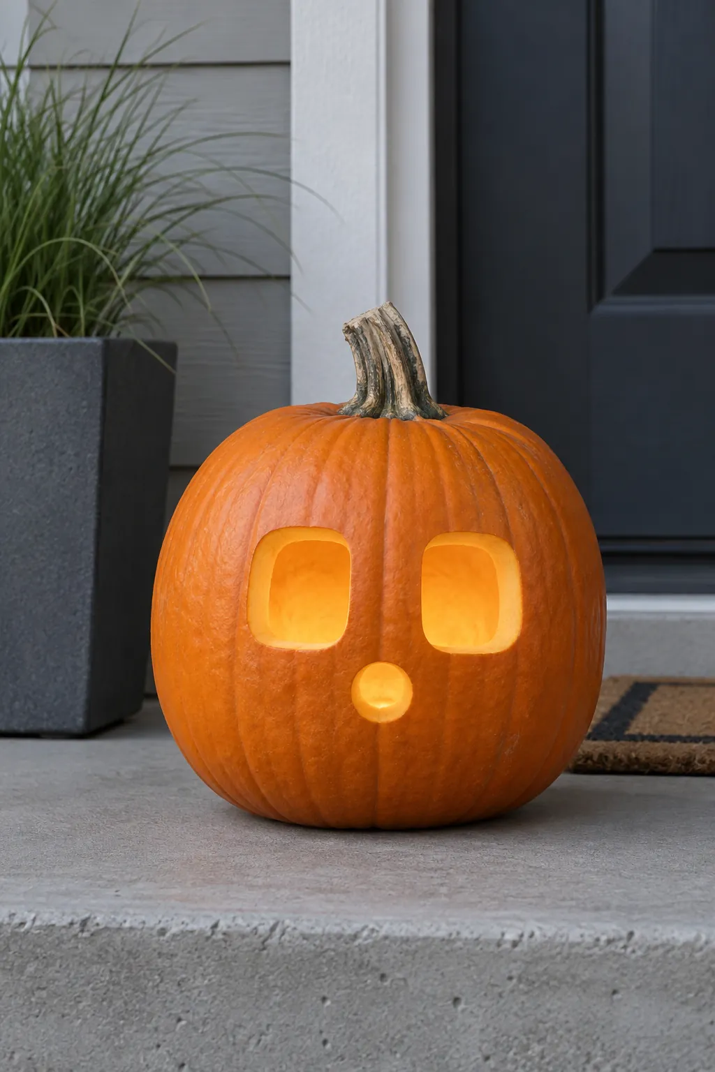 Soft Geometric Face cute pumpkin carving idea
