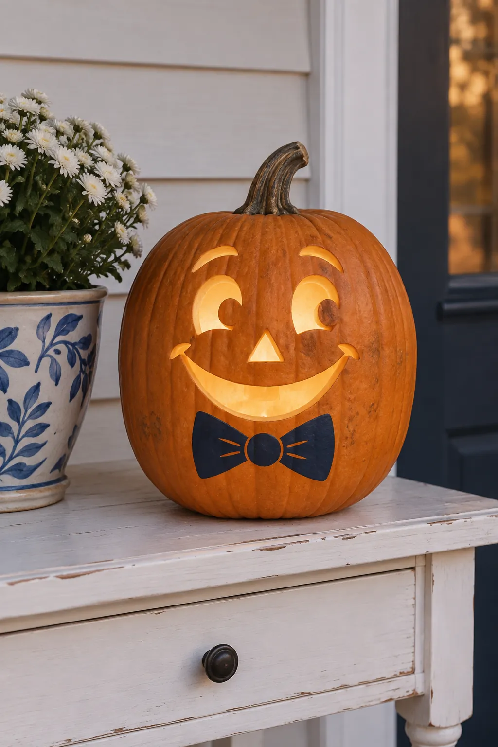 Bow Tie Gentleman cute pumpkin carving idea