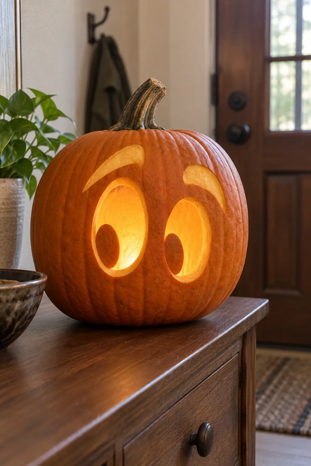 Cartoon Eyes With Brows cute pumpkin carving idea