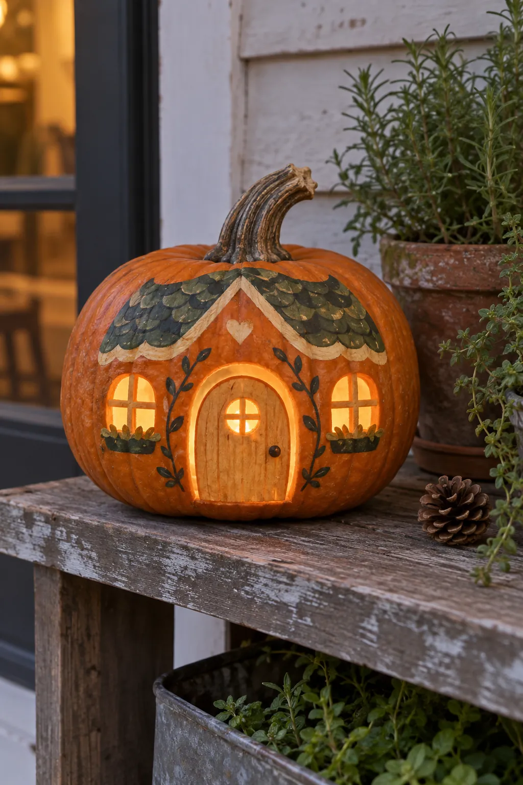 Storybook Cottage Door cute pumpkin carving idea