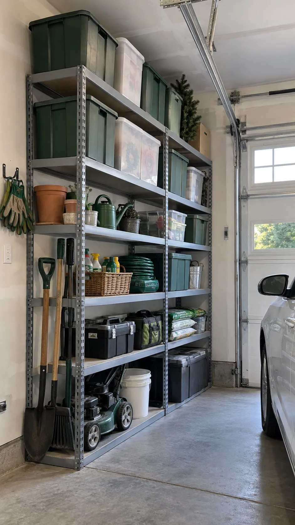 Shelves for Seasonal Rotation in an organized home garage