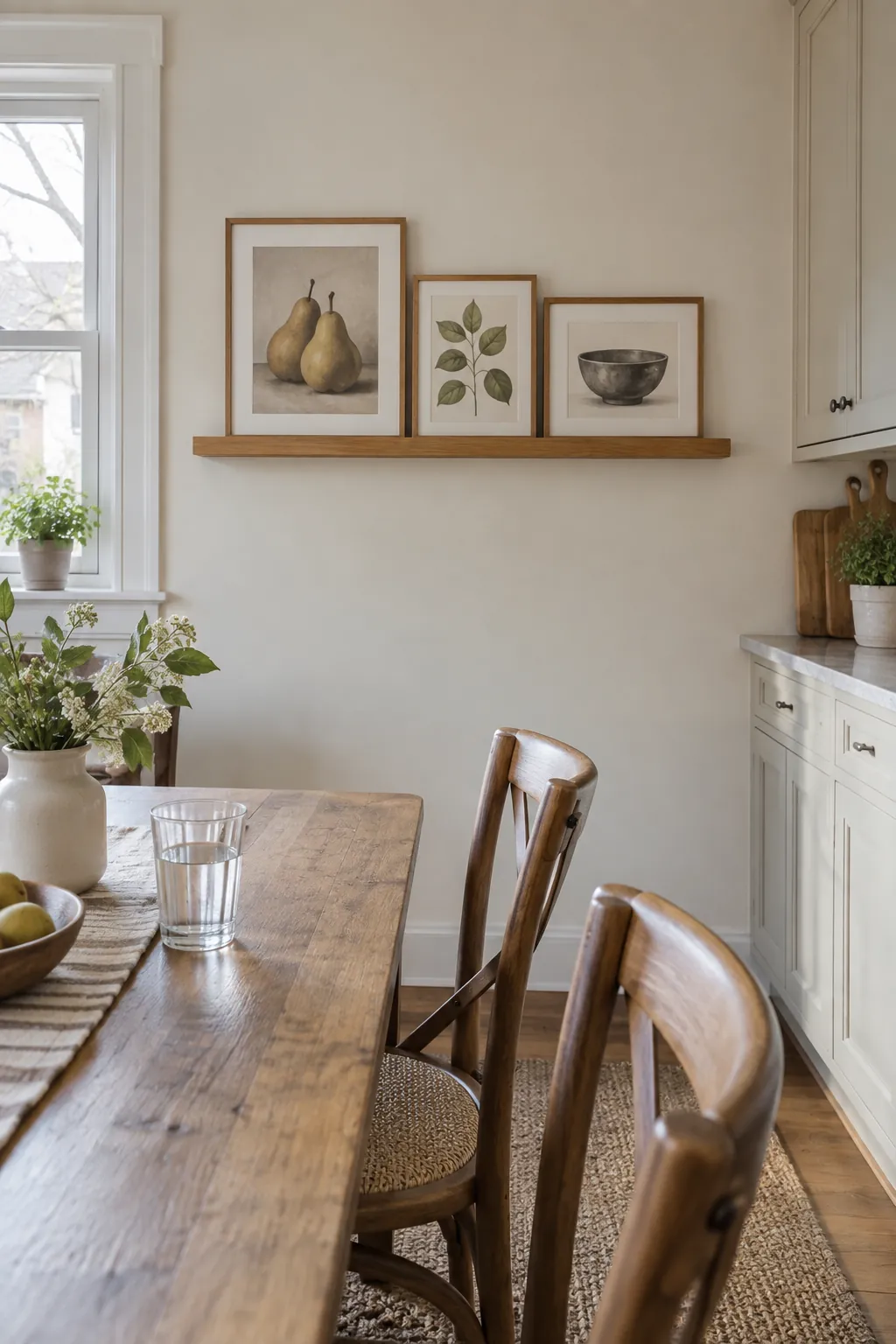 Shallow Picture Ledge above a kitchen dining table