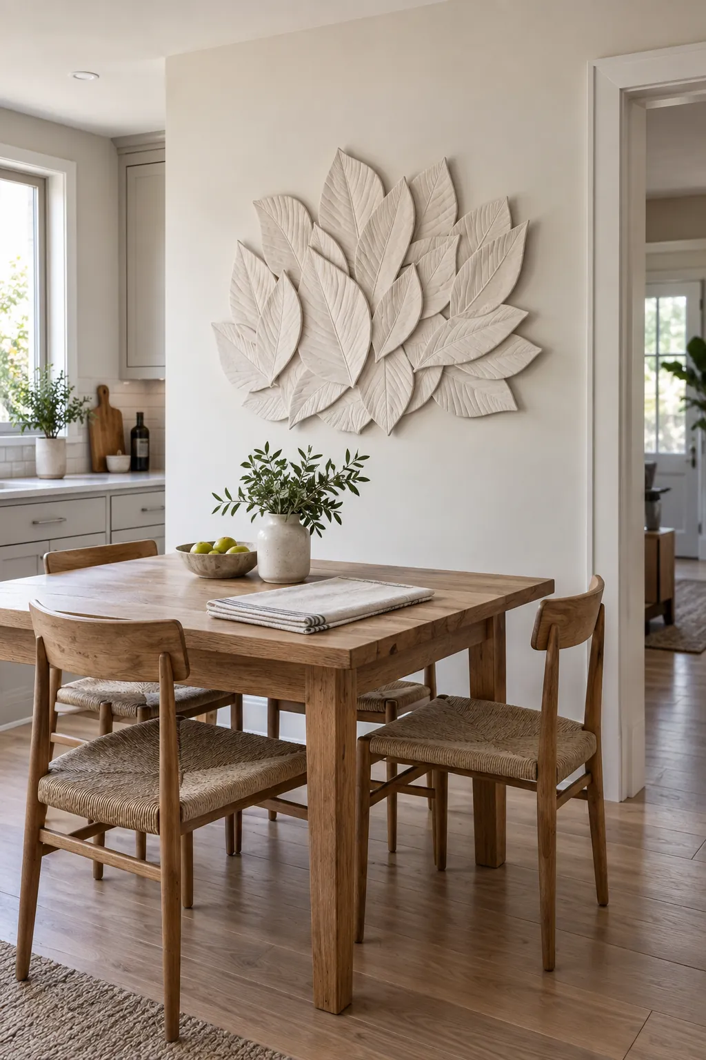 Sculptural Ceramic Relief above a kitchen dining table