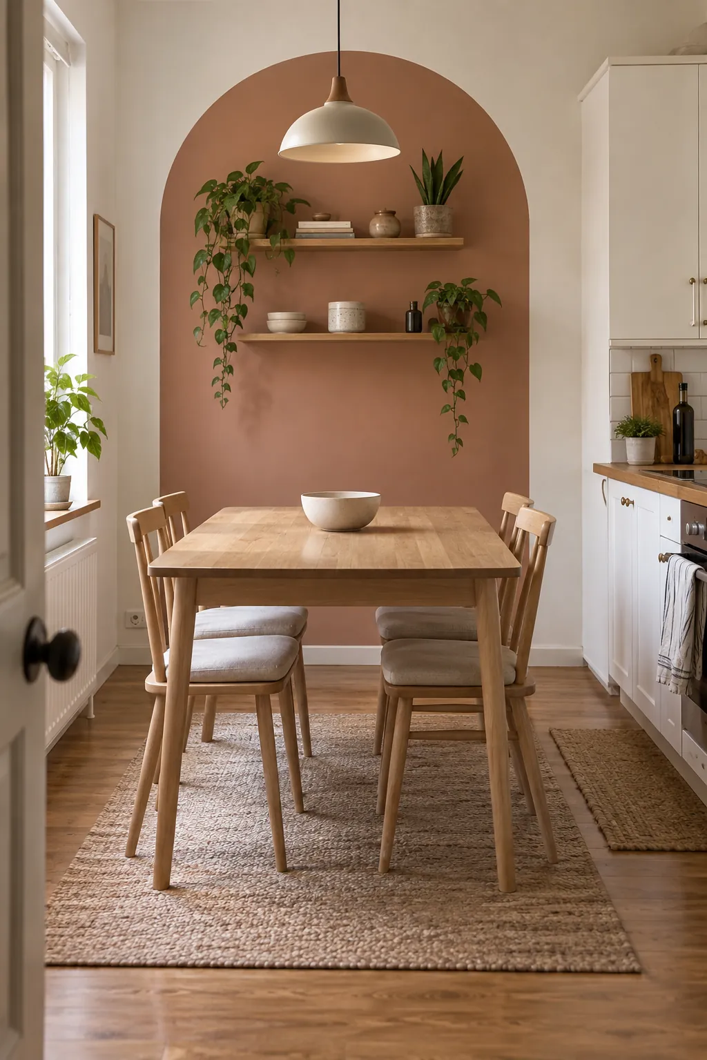 Painted Color Block above a kitchen dining table