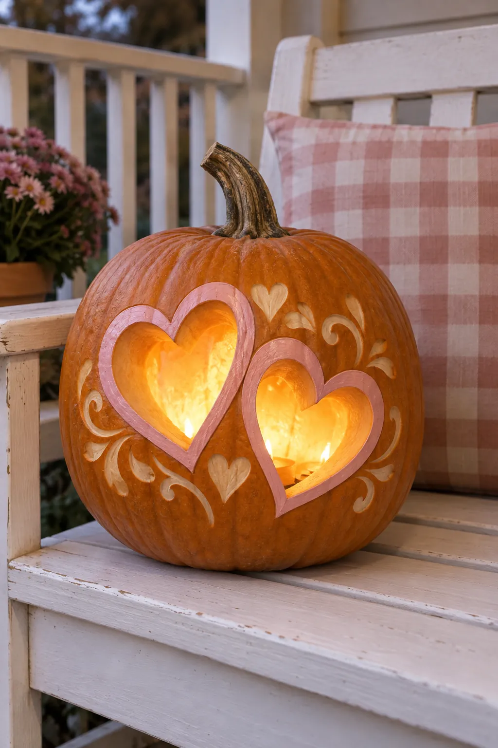 Glowing Heart Windows girly pumpkin carving idea