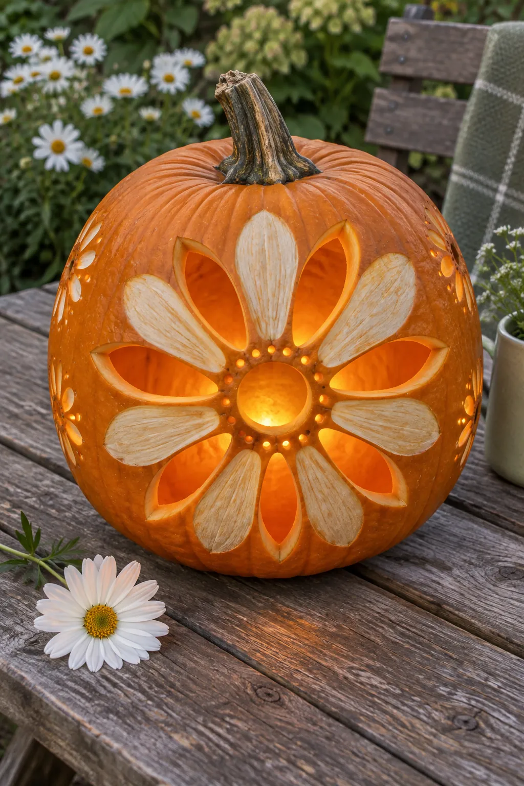 Daisy Petal Lantern girly pumpkin carving idea