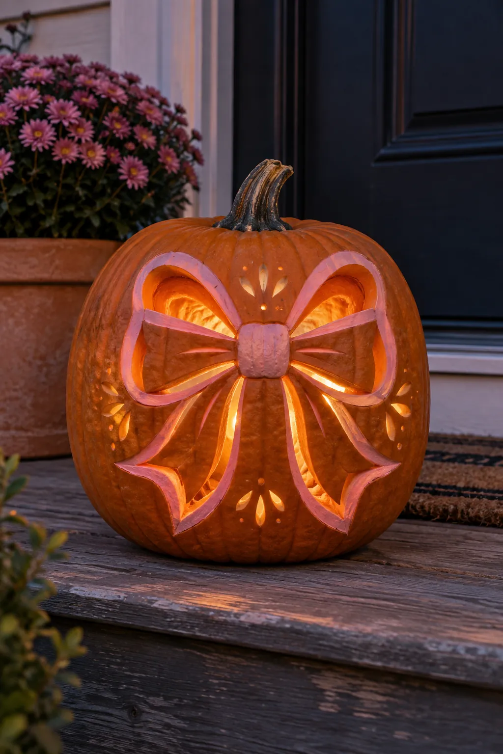 Oversized Bow Silhouette girly pumpkin carving idea