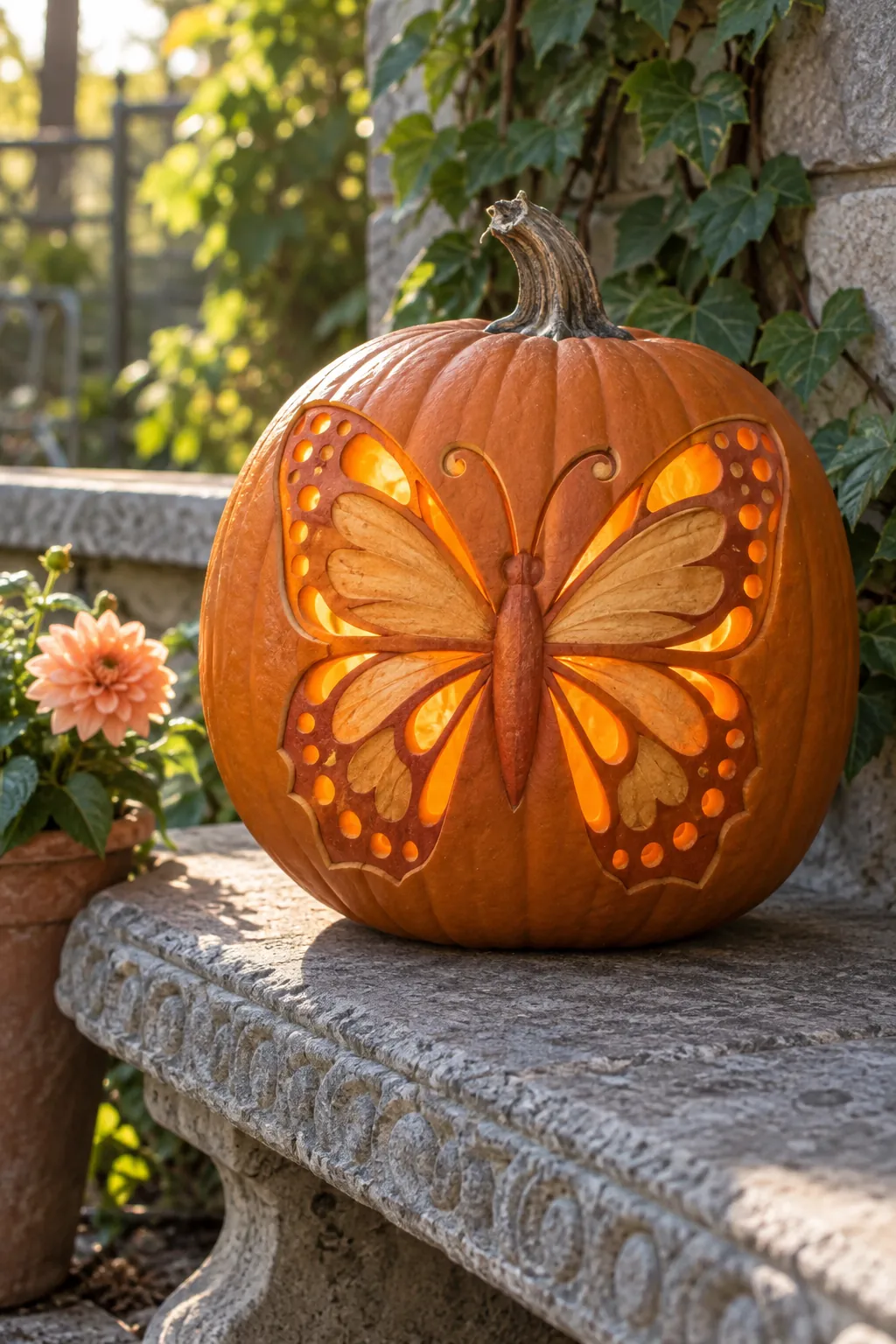 Butterfly Wing Relief girly pumpkin carving idea