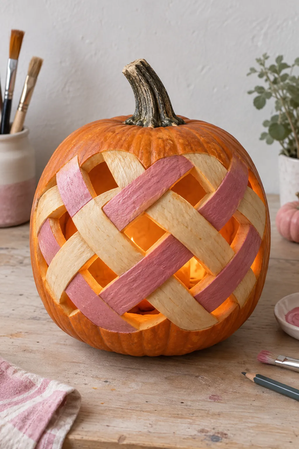 Ribbon Weave Pattern girly pumpkin carving idea