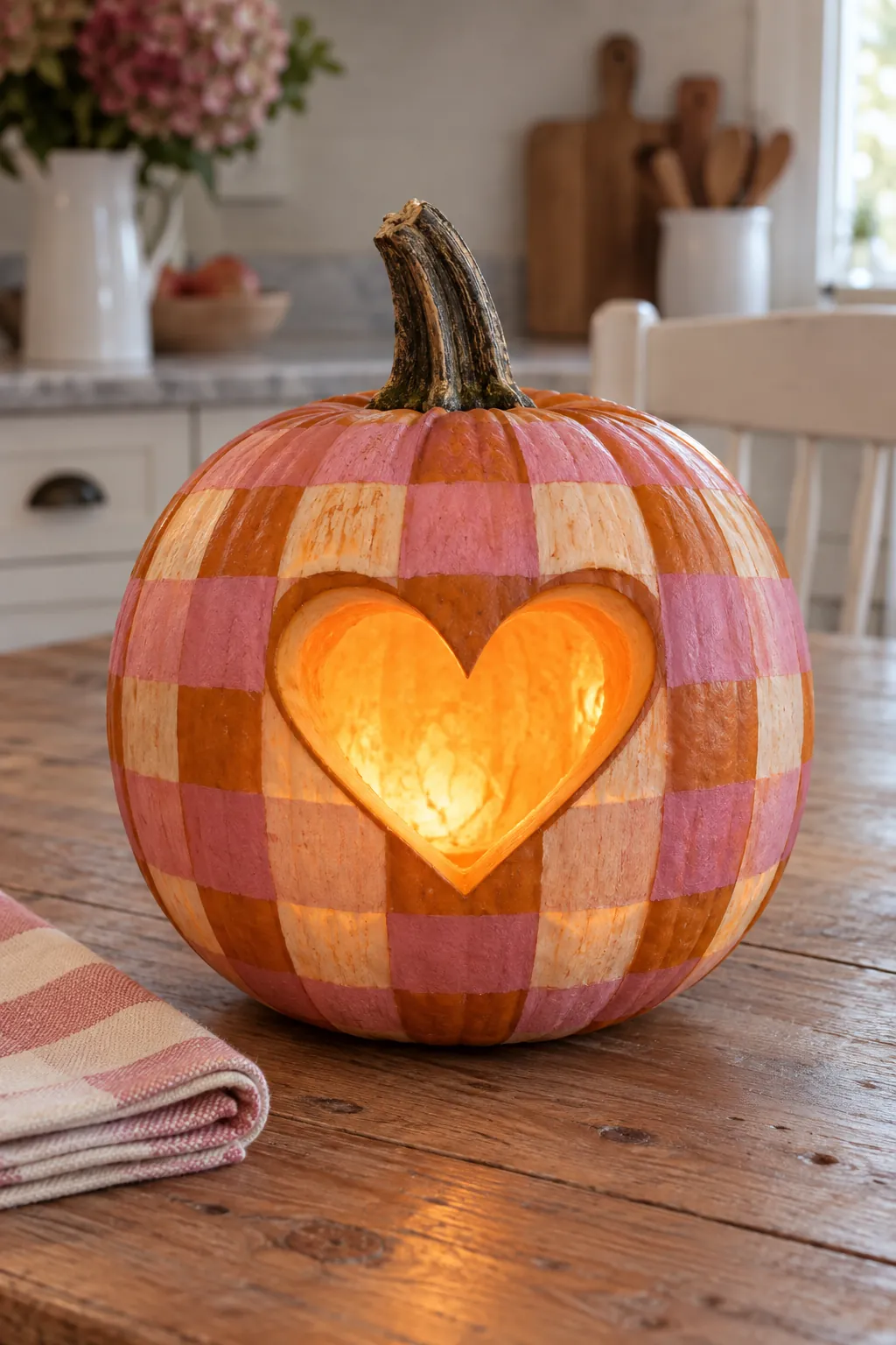 Gingham Heart girly pumpkin carving idea