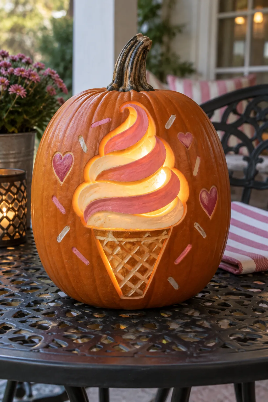 Ice Cream Swirl Glow girly pumpkin carving idea