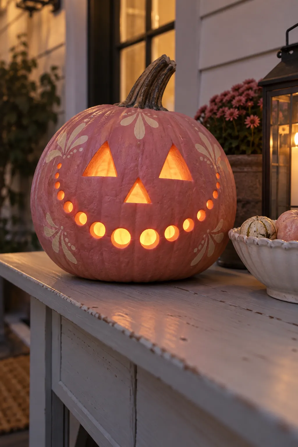 Pearl Strand Dots girly pumpkin carving idea