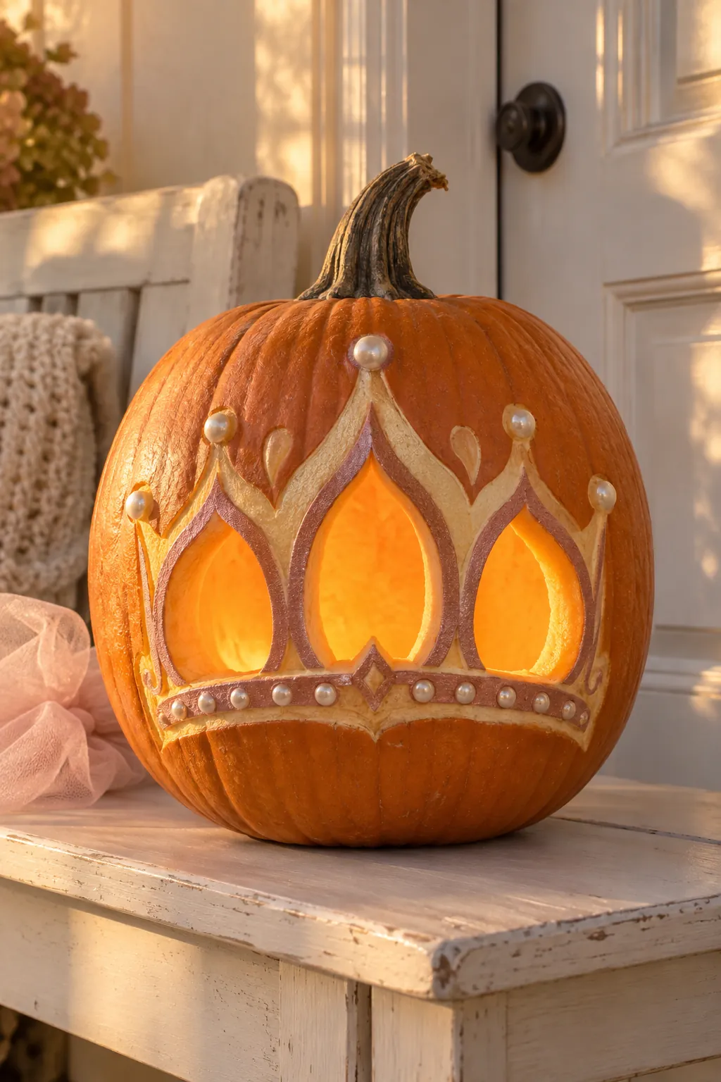Tiara Crown Points girly pumpkin carving idea