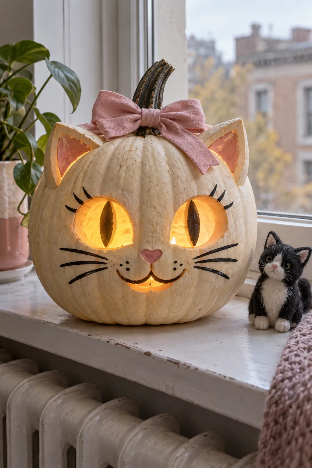 Cat With a Bow girly pumpkin carving idea