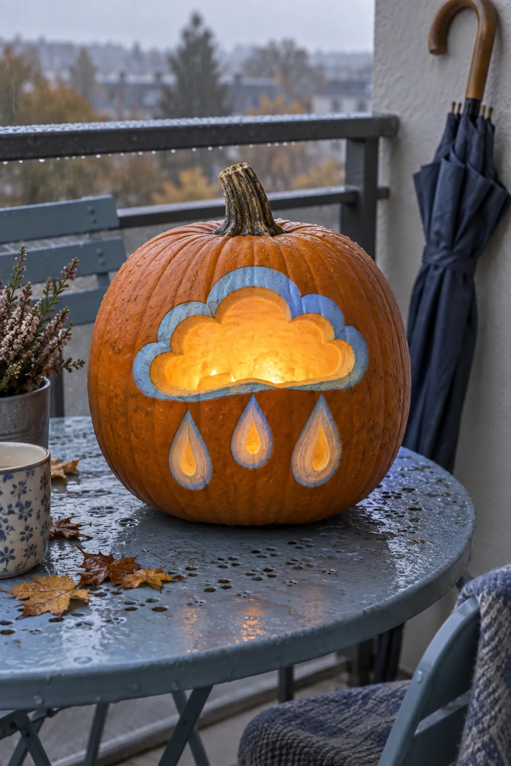 Cloud and Raindrops girly pumpkin carving idea