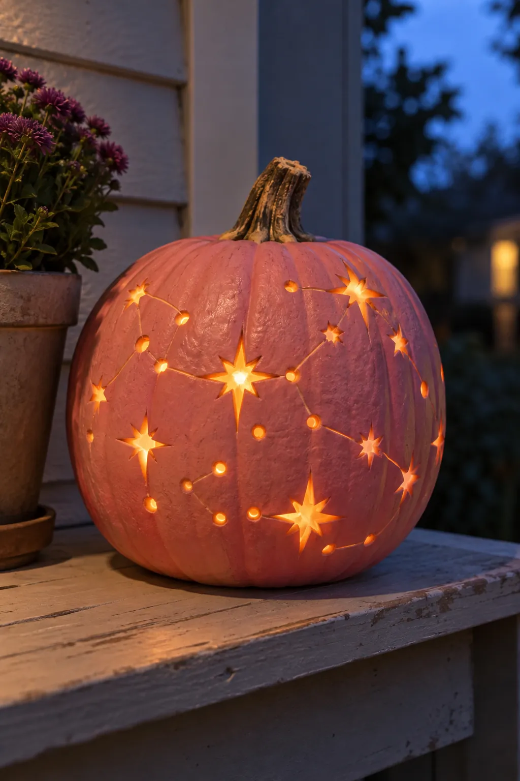 Pink Constellation girly pumpkin carving idea