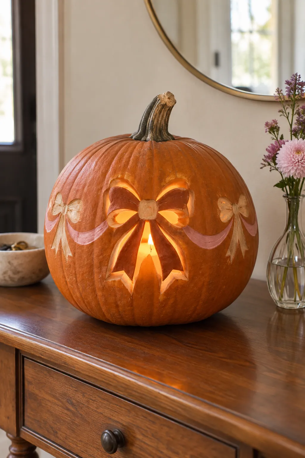 Bow Garland girly pumpkin carving idea