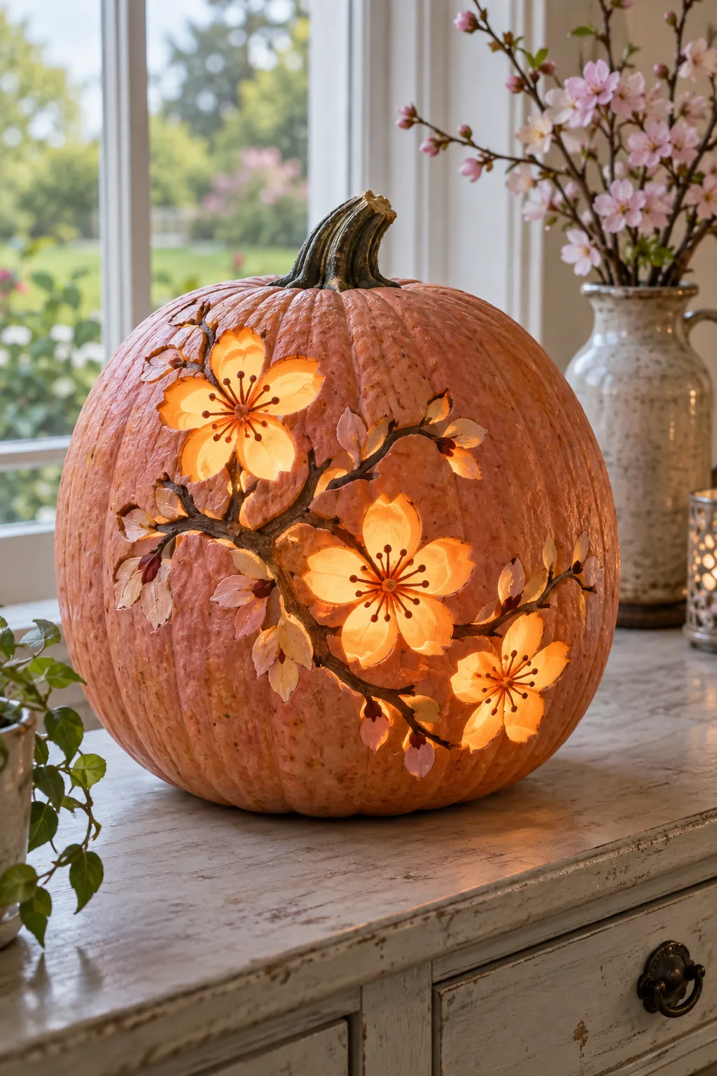 Cherry Blossom Branch girly pumpkin carving idea