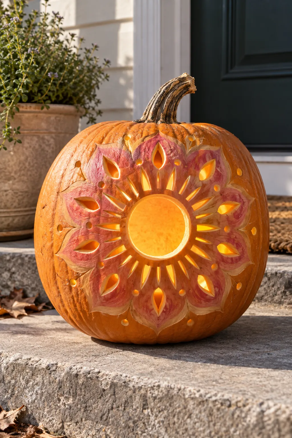 Rosy Sunburst girly pumpkin carving idea