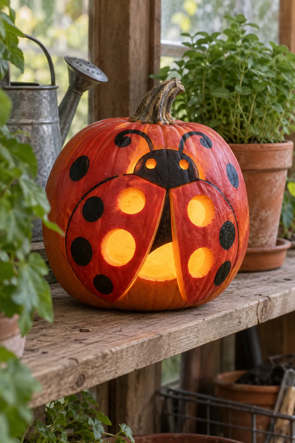 Spotted Ladybug Glow girly pumpkin carving idea