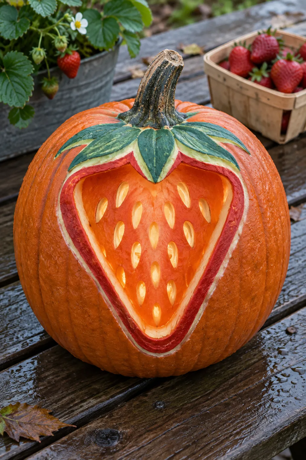 Strawberry Slice girly pumpkin carving idea