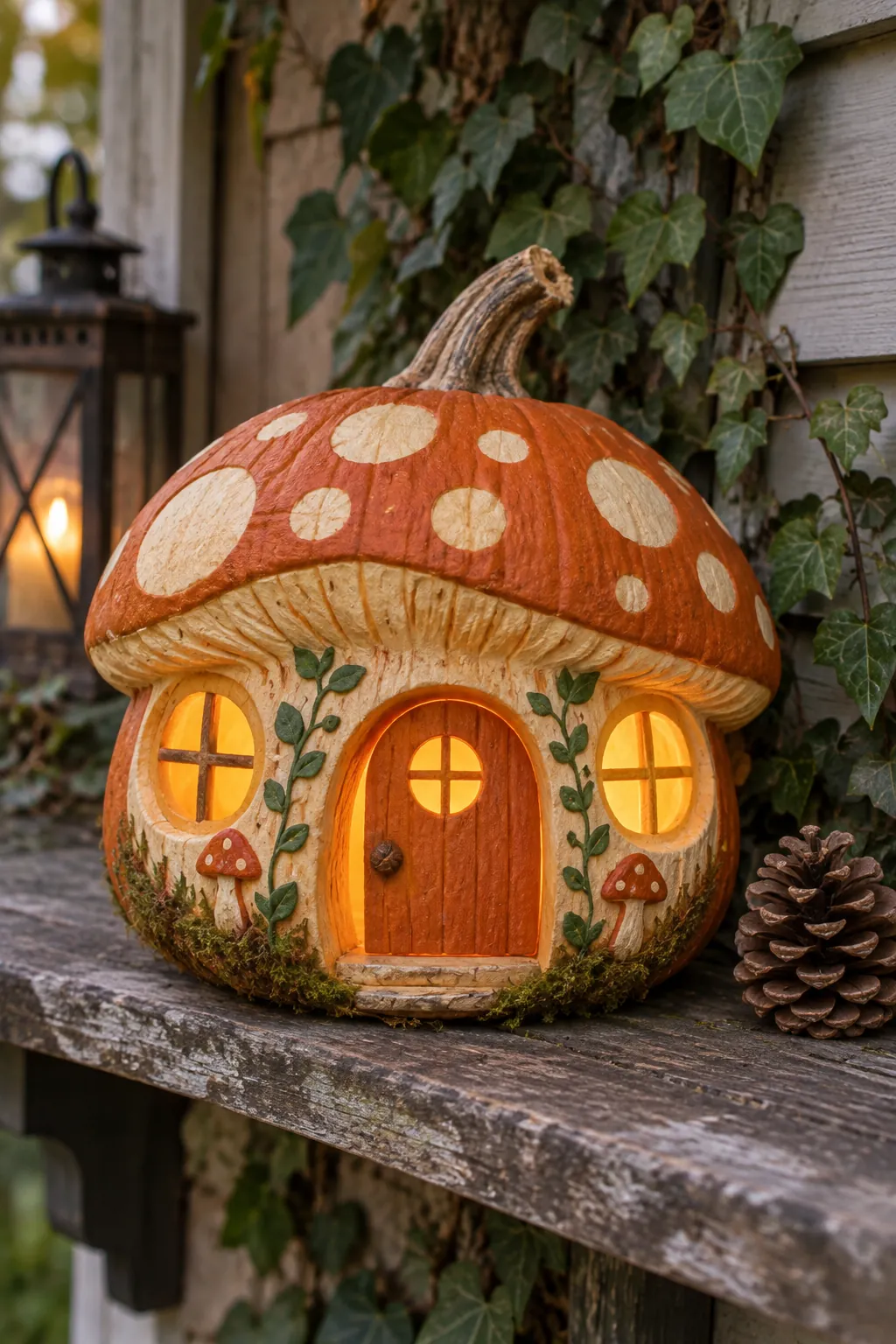 Dainty Mushroom House girly pumpkin carving idea