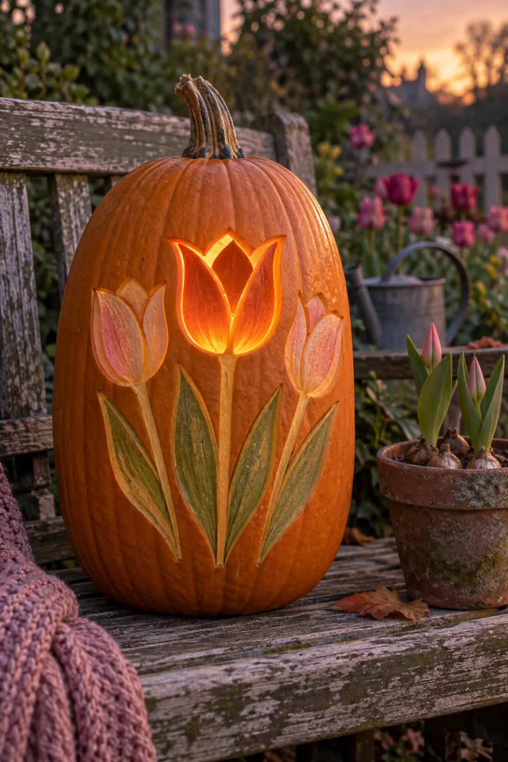 Tulip Trio girly pumpkin carving idea