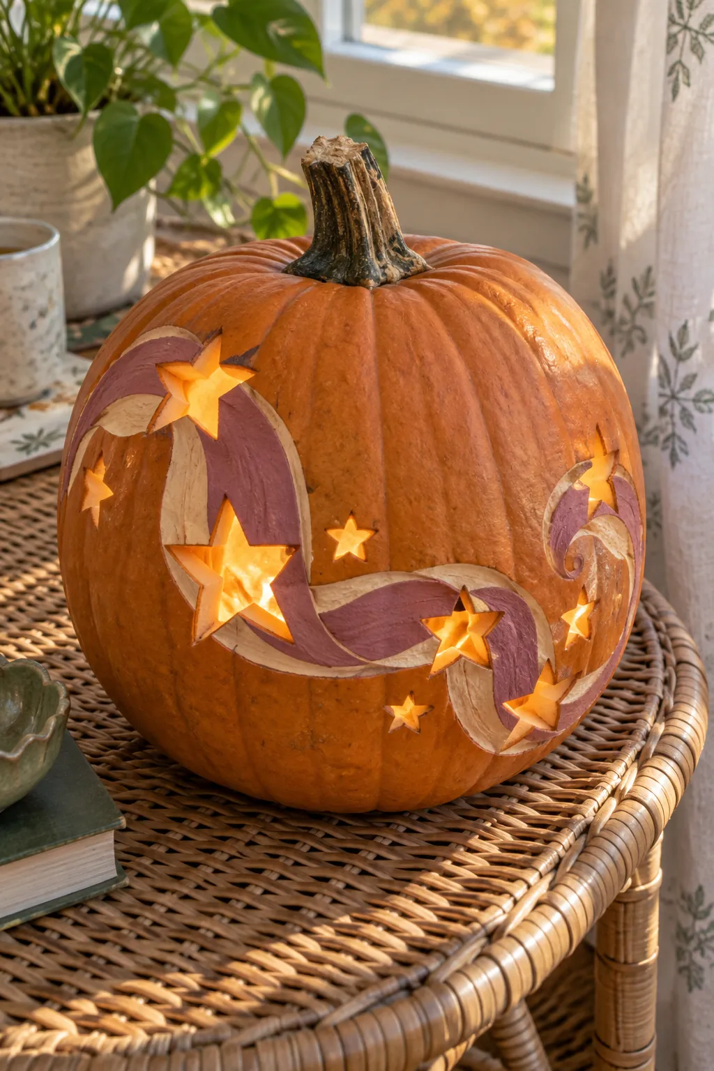 Starry Ribbon Trail girly pumpkin carving idea