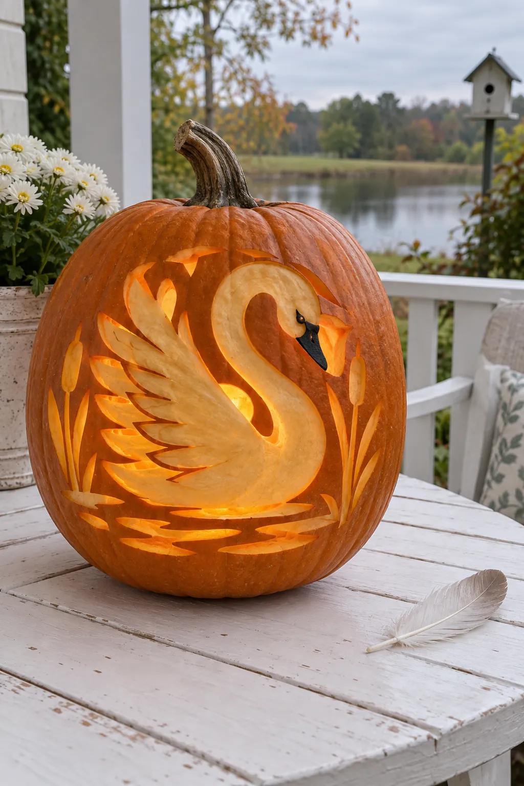 Swan Silhouette girly pumpkin carving idea