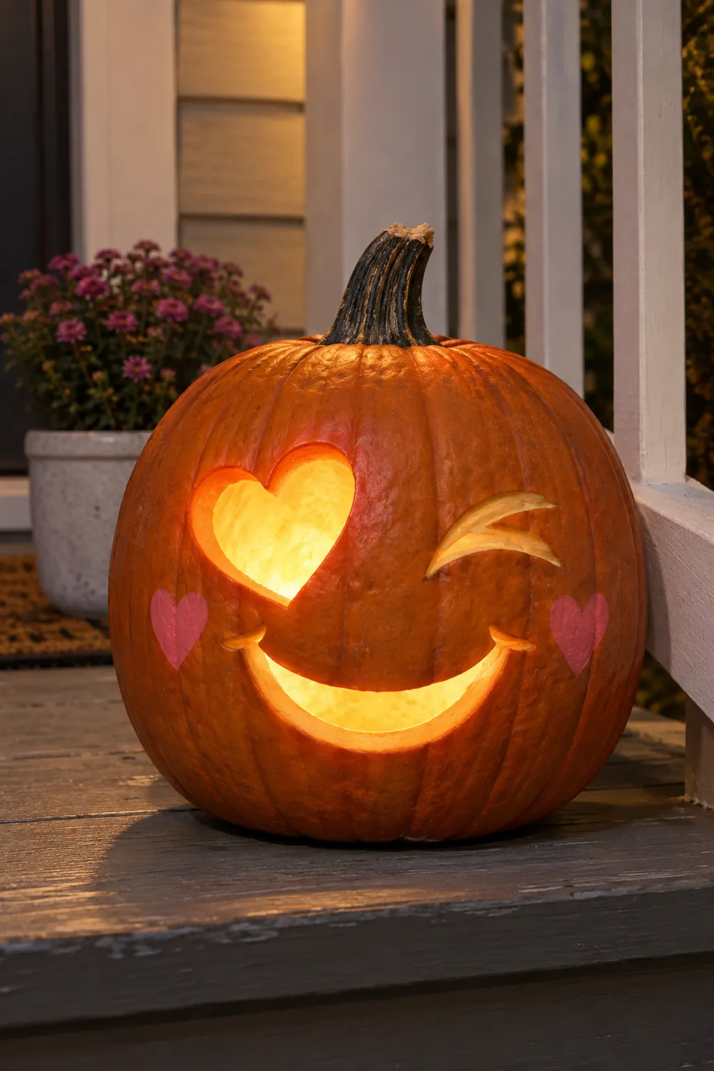 Heart Eye Wink girly pumpkin carving idea