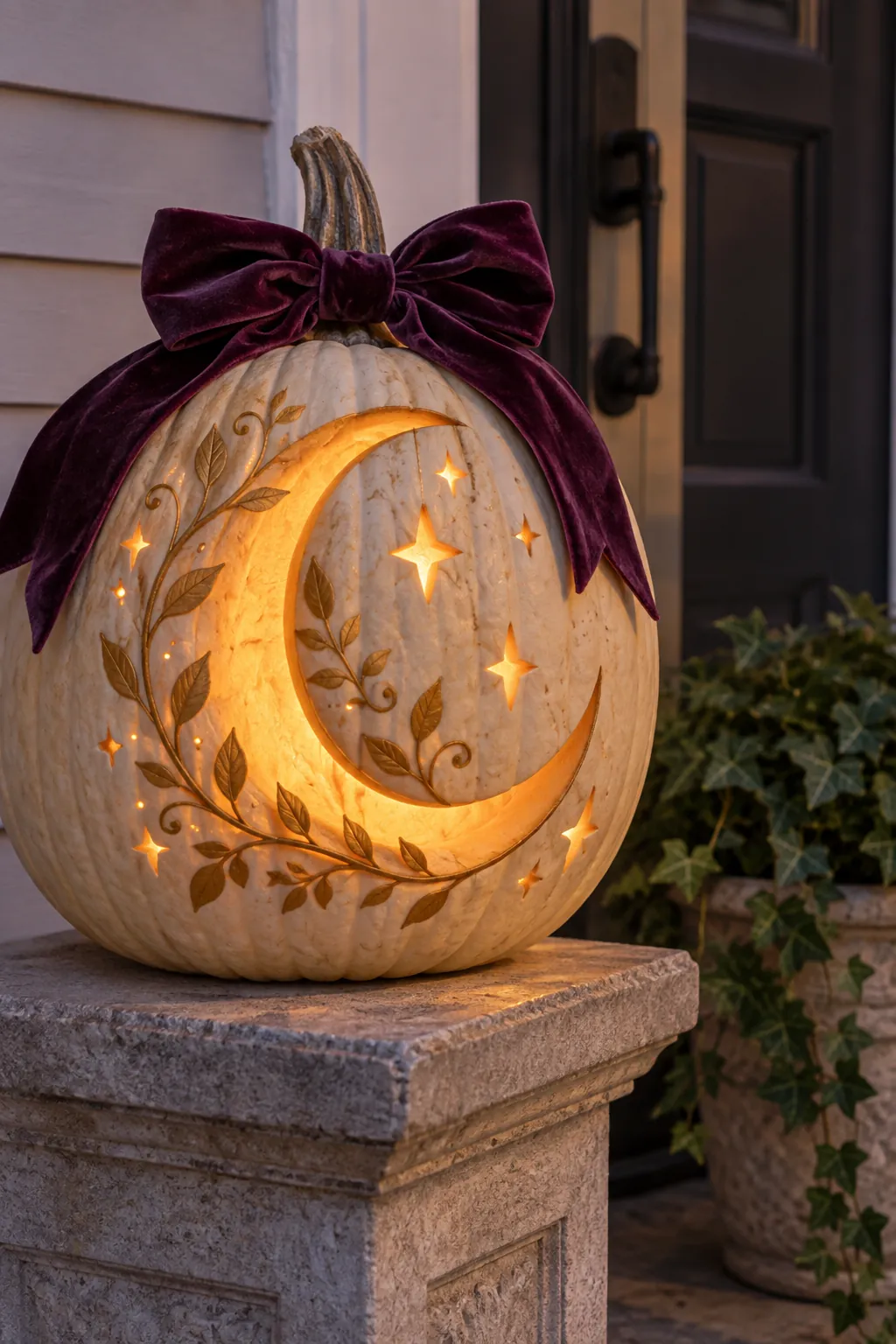 Velvet Bow Moon girly pumpkin carving idea