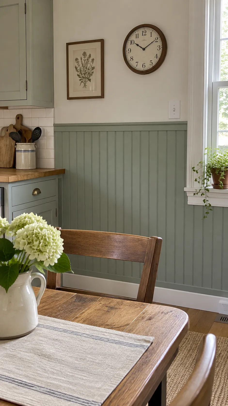Painted Beadboard Wainscot in a country kitchen