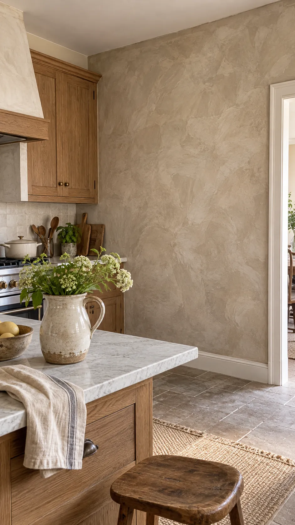 Soft Limewash Finish in a country kitchen