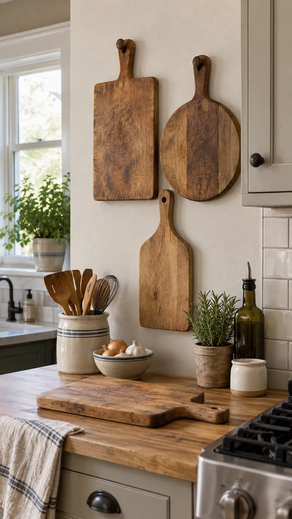 Cutting Board Cluster in a country kitchen