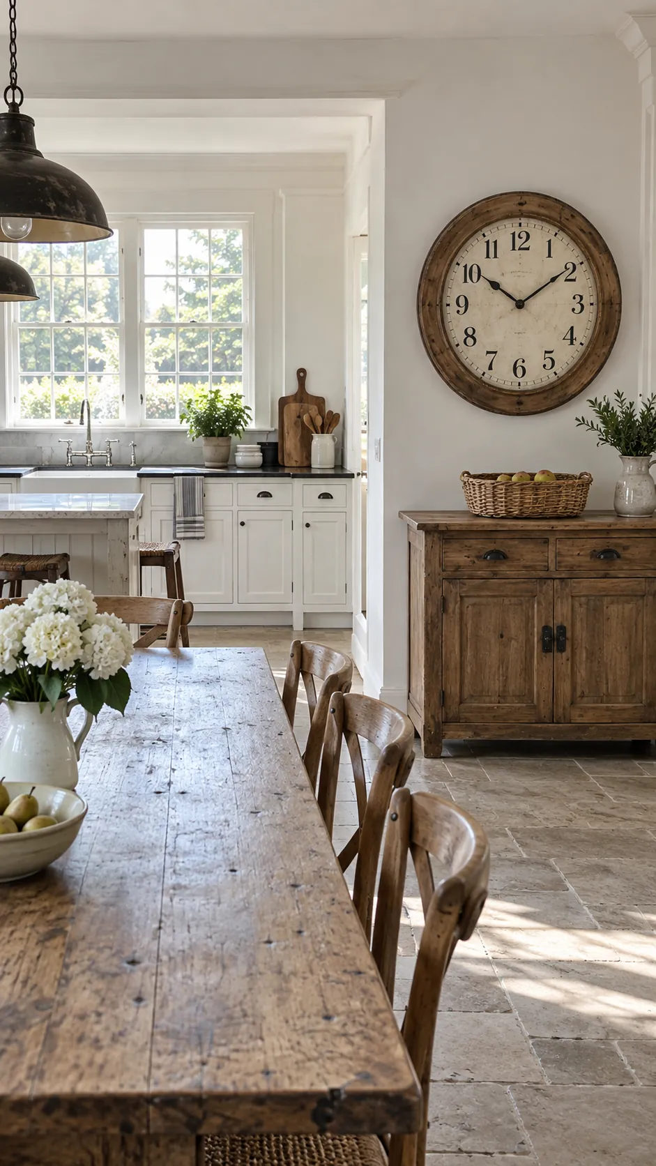 Vintage Market Clock in a country kitchen