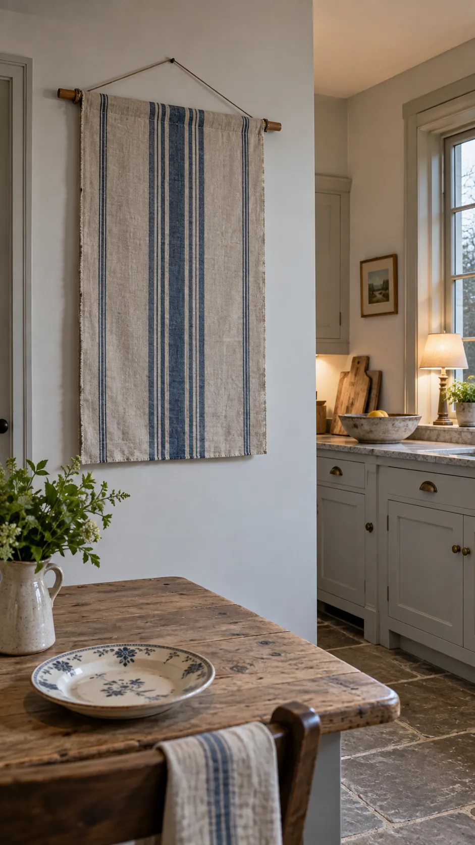 Linen Textile Panel in a country kitchen