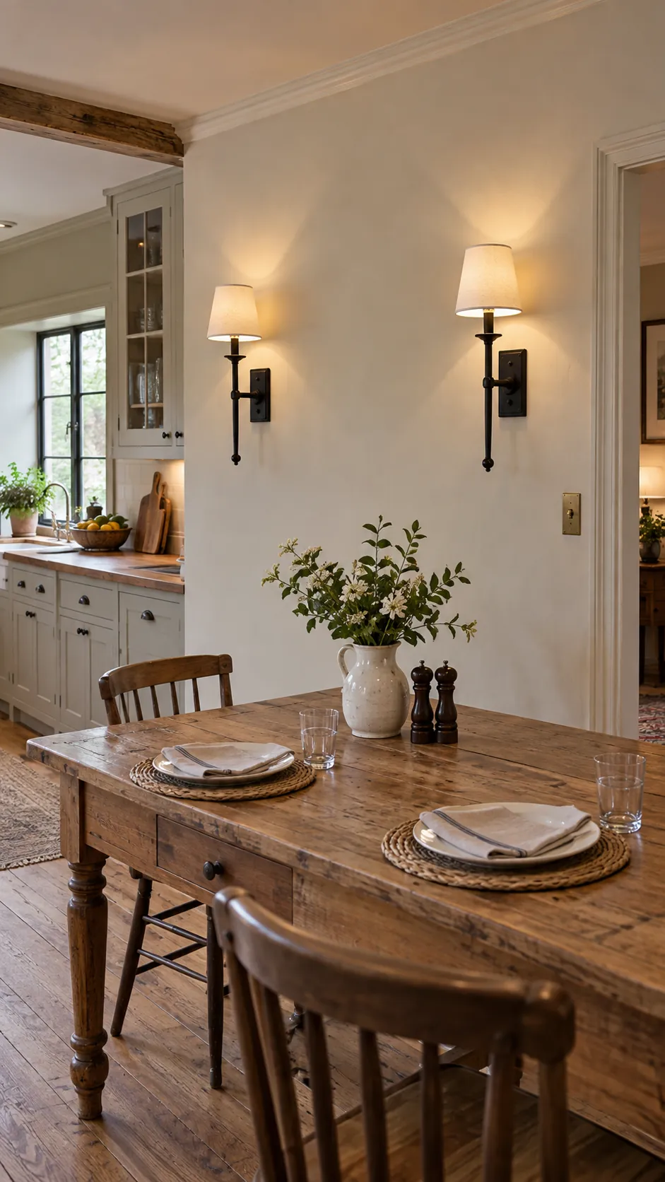 Pair of Iron Sconces in a country kitchen