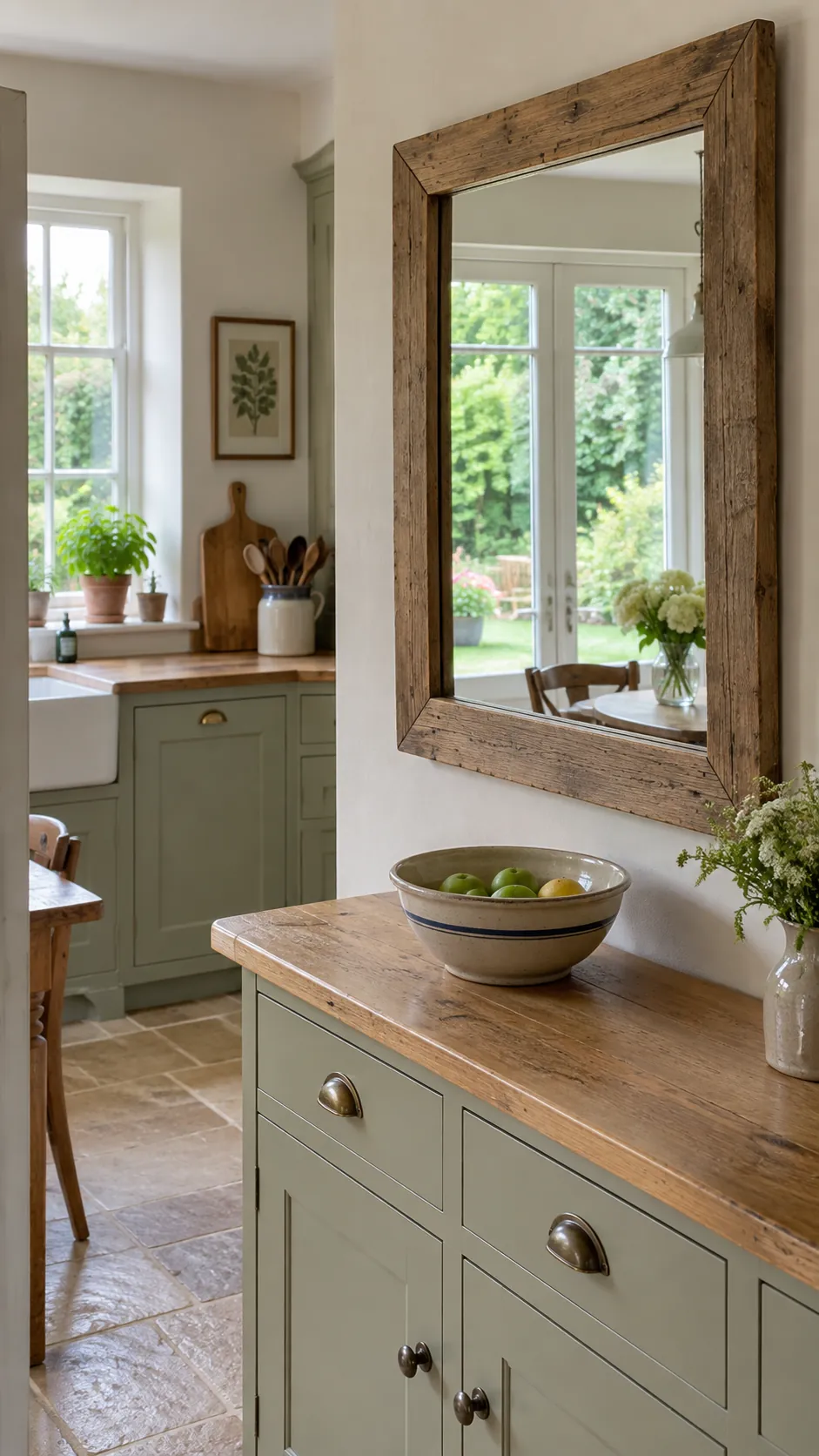 Rustic Wall Mirror in a country kitchen