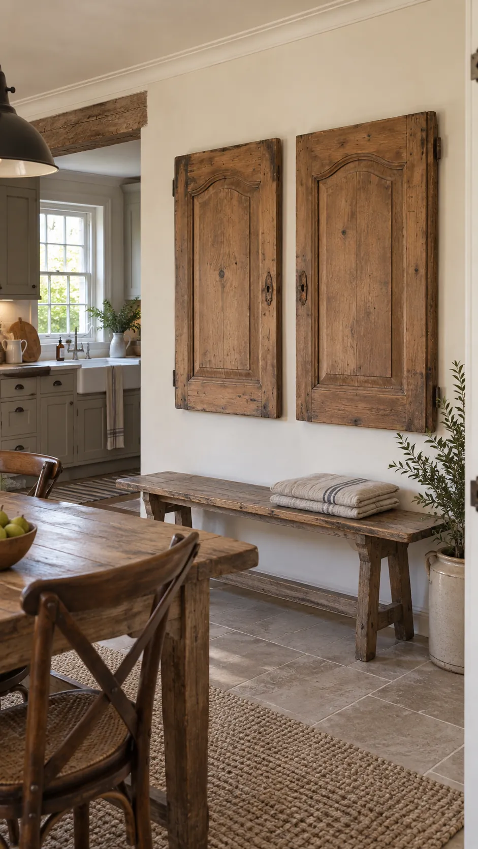 Vintage Cabinet Door Panels in a country kitchen