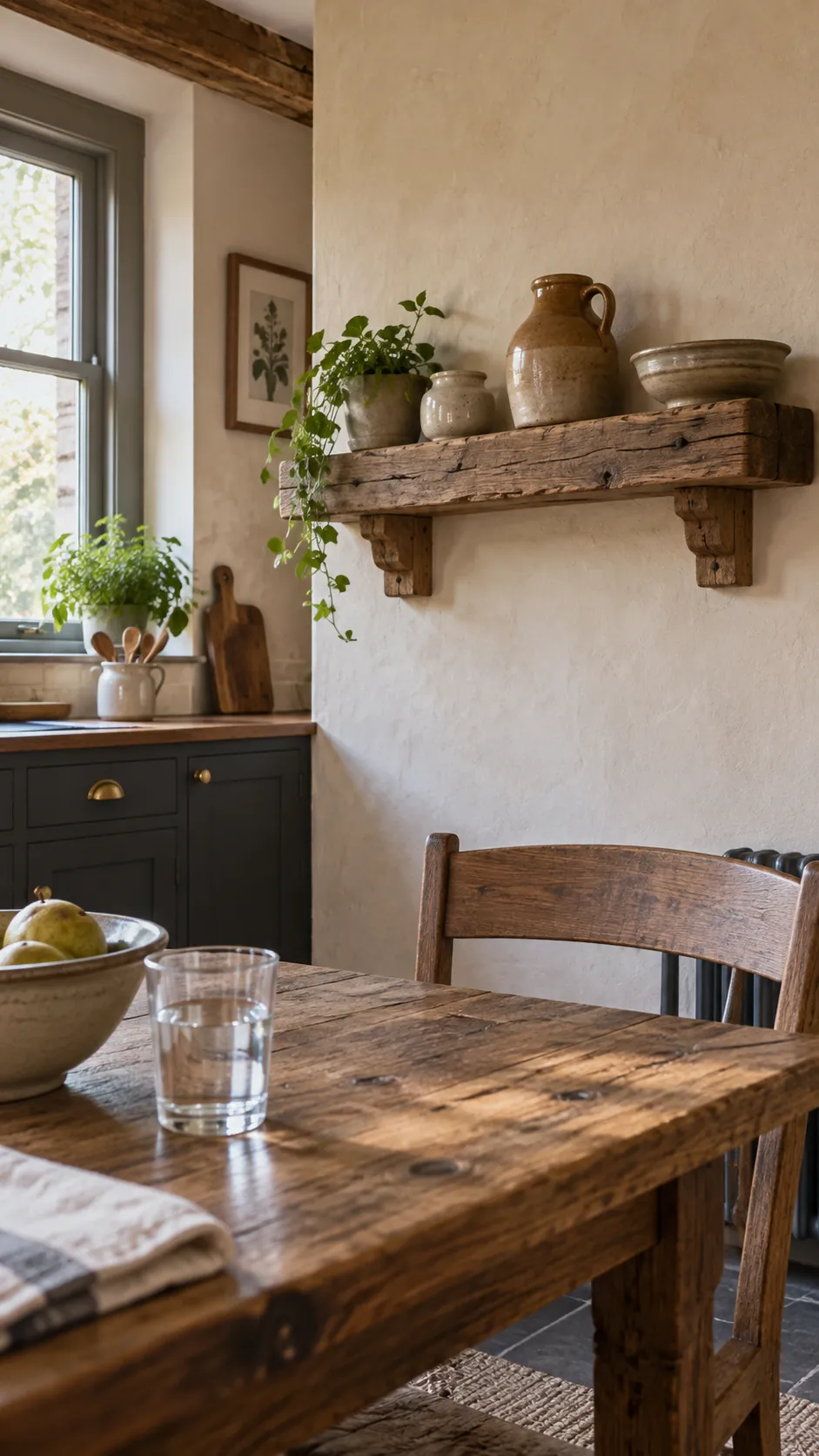Salvaged Timber Ledge in a country kitchen