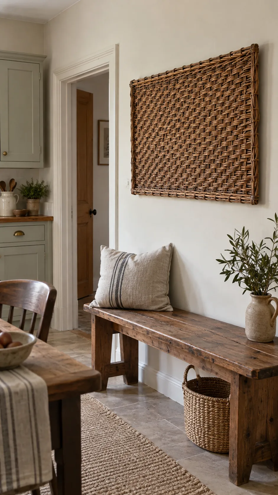 Woven Willow Panel in a country kitchen