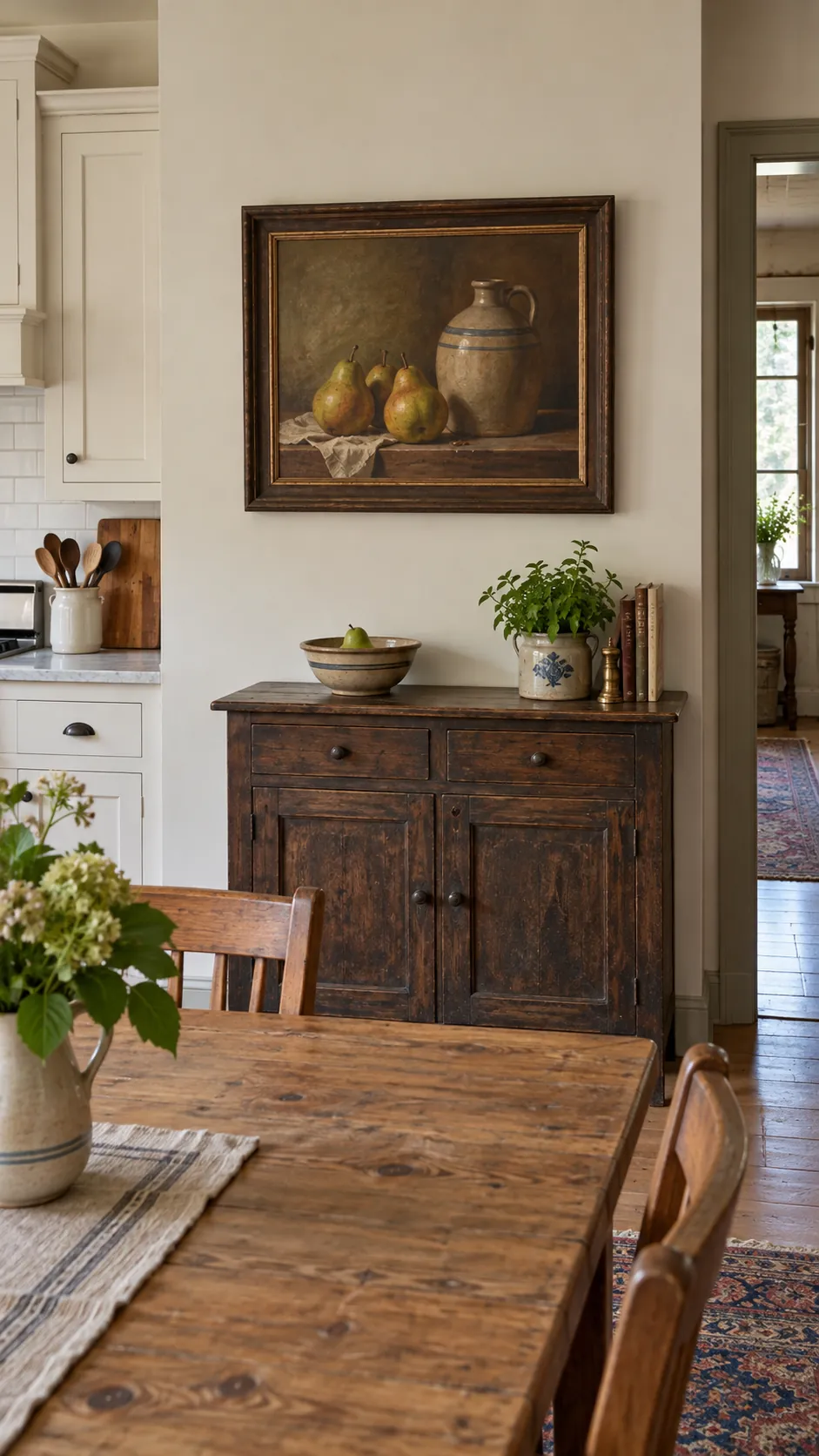 Framed Pear Still Life in a country kitchen